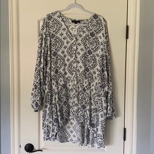 Navy Blue and white pattern tunic